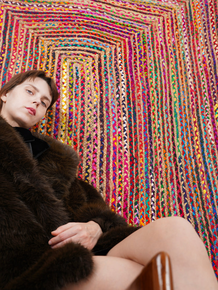 Contemporary Hand-Braided Cotton & Jute Rug