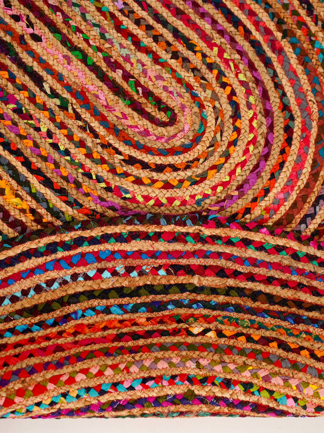 Contemporary Hand-Braided Cotton & Jute Rug
