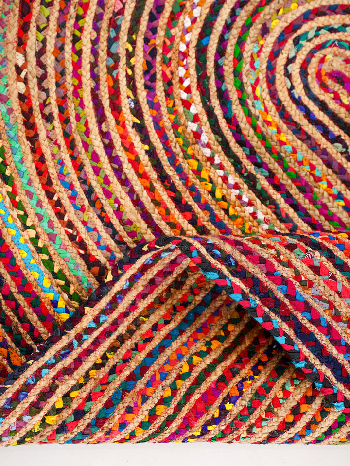 Contemporary Hand-Braided Cotton & Jute Rug
