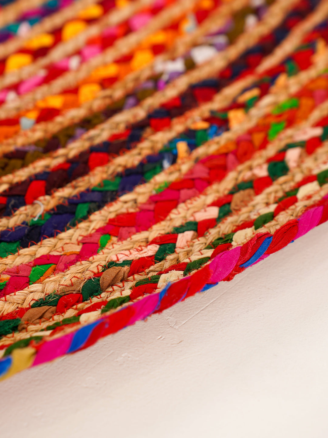 Contemporary Hand-Braided Cotton & Jute Rug