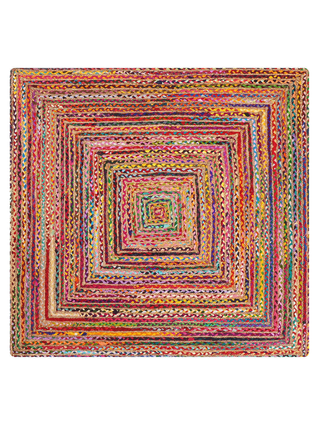 Contemporary Hand-Braided Cotton & Jute Rug