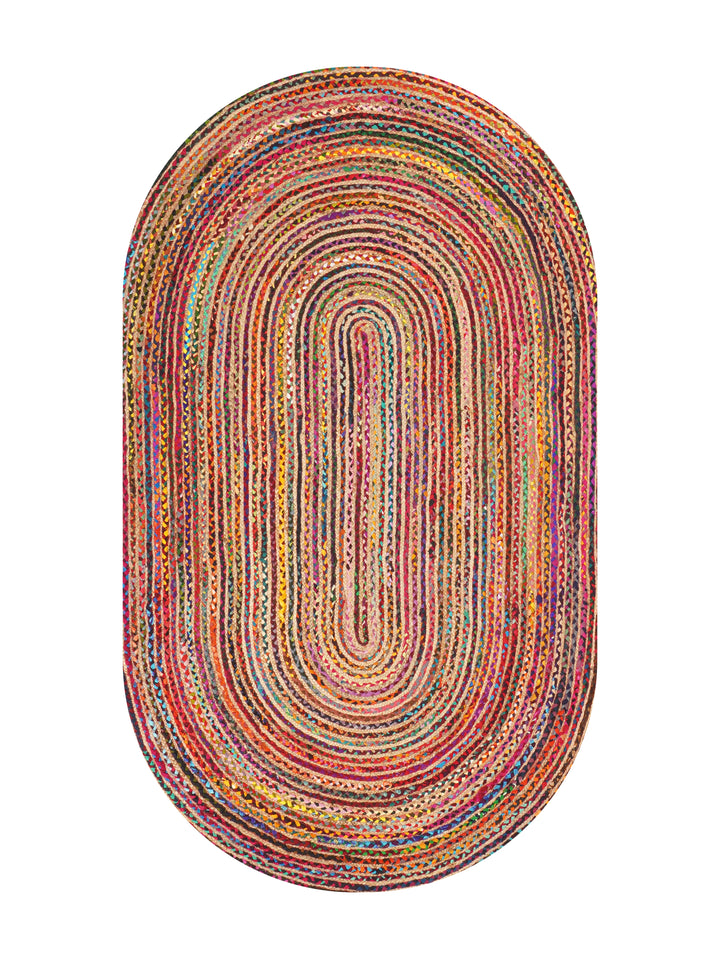 Contemporary Hand-Braided Cotton & Jute Rug