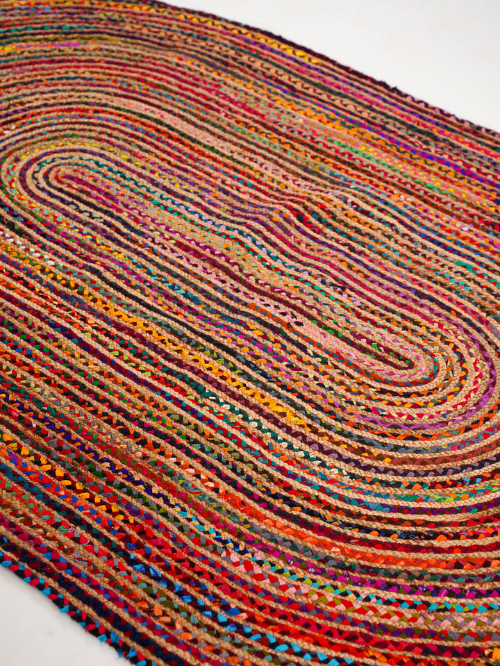 Contemporary Hand-Braided Cotton & Jute Rug