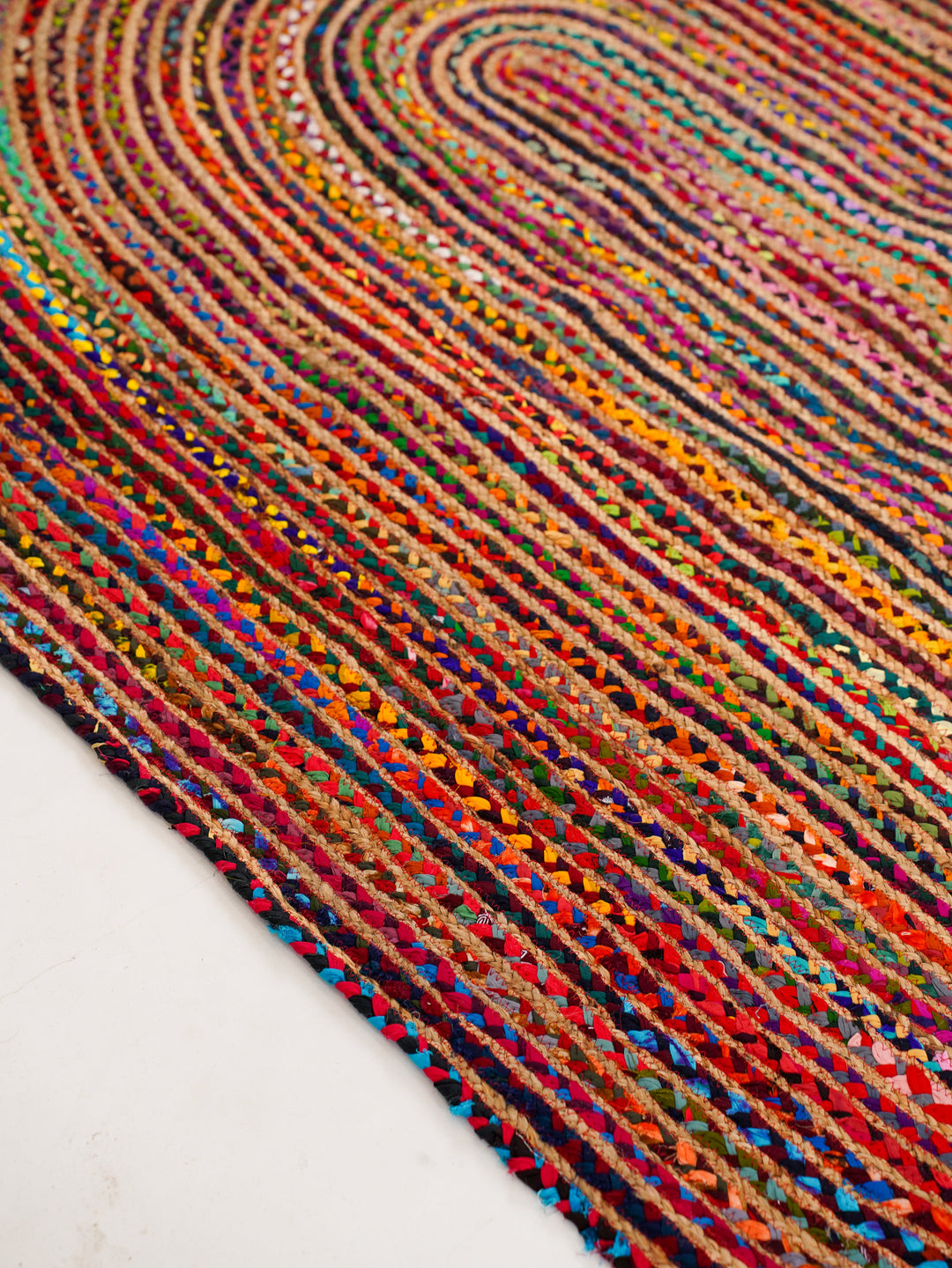 Contemporary Hand-Braided Cotton & Jute Rug