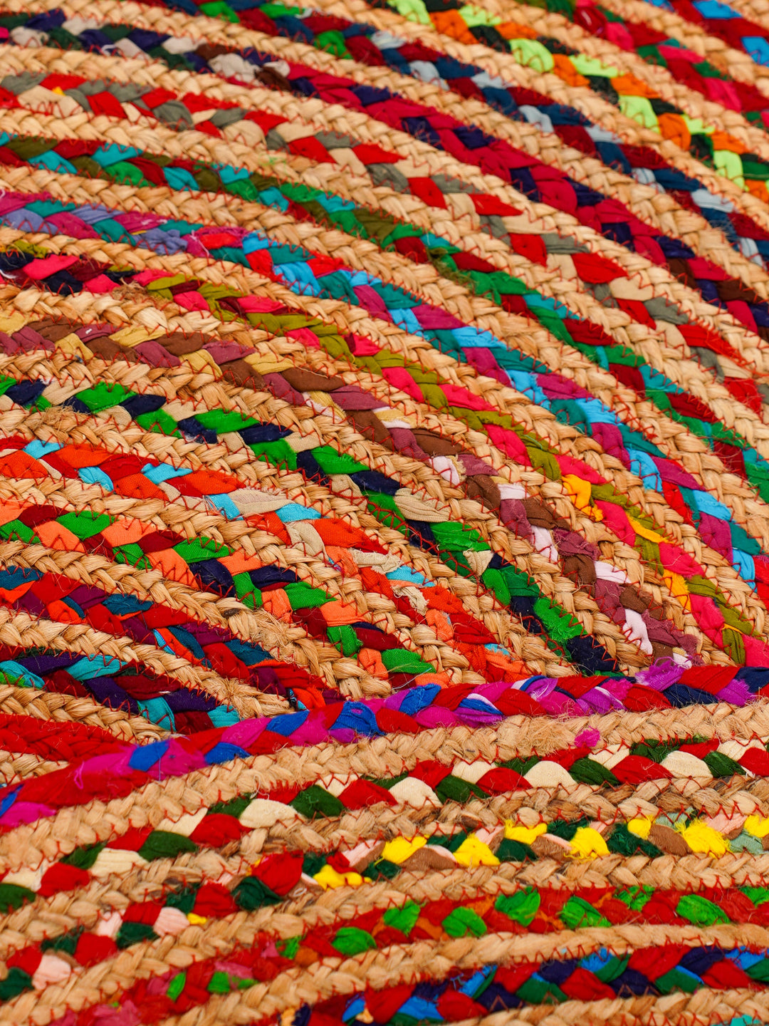 Contemporary Hand-Braided Cotton & Jute Rug