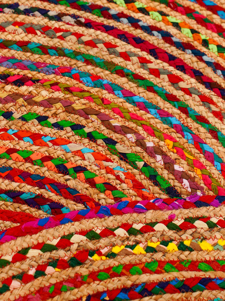 Contemporary Hand-Braided Cotton & Jute Rug