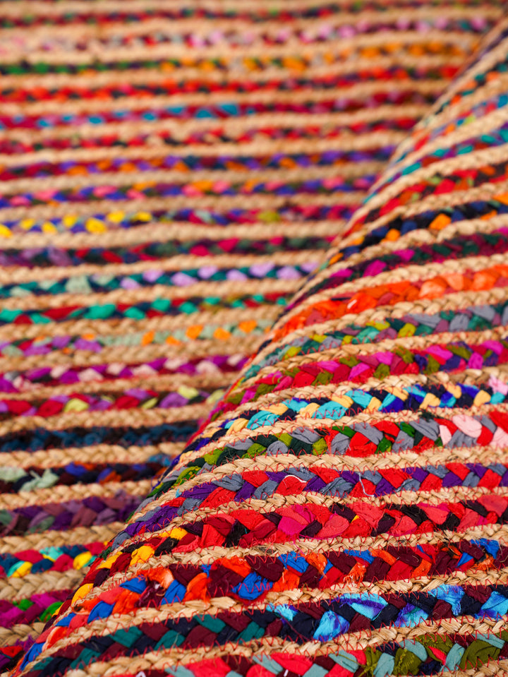 Contemporary Hand-Braided Cotton & Jute Rug