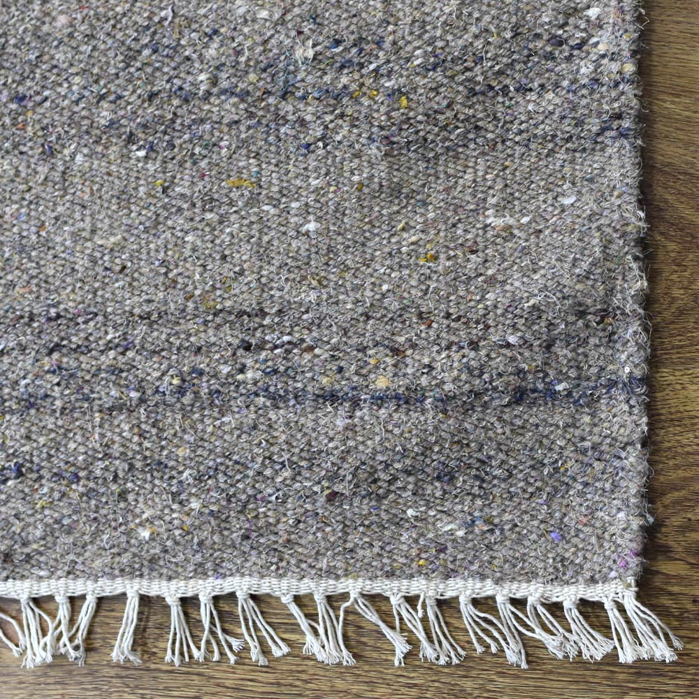 Hand Woven Flat Weave Skittles Kilim Cotton & Polyester Area Rug Solid Beige DCP111