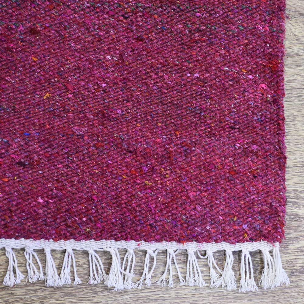 Hand Woven Flat Weave Skittles Kilim Cotton & Polyester Area Rug Solid Beige DCP111
