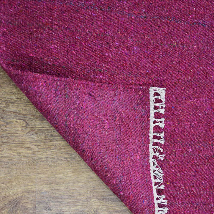Hand Woven Flat Weave Skittles Kilim Cotton & Polyester Area Rug Solid Beige DCP111
