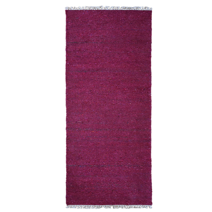 Hand Woven Flat Weave Skittles Kilim Cotton & Polyester Area Rug Solid Beige DCP111