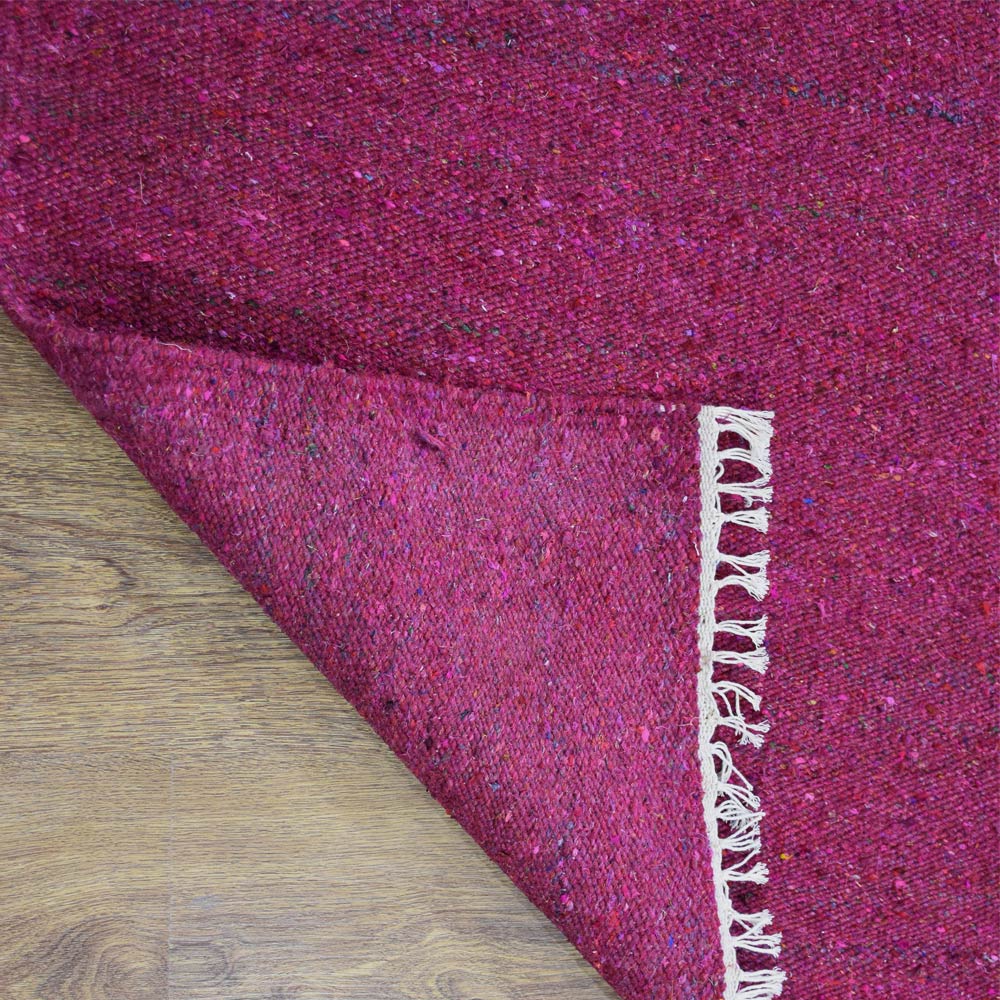Hand Woven Flat Weave Skittles Kilim Cotton & Polyester Area Rug Solid Beige DCP111