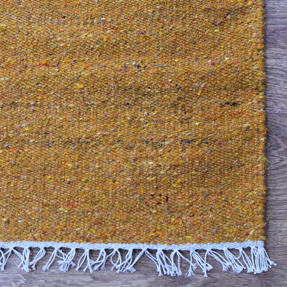 Hand Woven Flat Weave Skittles Kilim Cotton & Polyester Area Rug Solid Beige DCP111