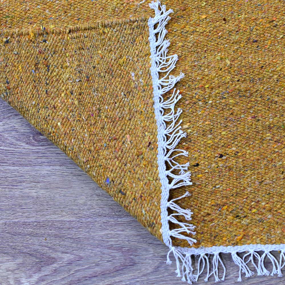 Hand Woven Flat Weave Skittles Kilim Cotton & Polyester Area Rug Solid Beige DCP111