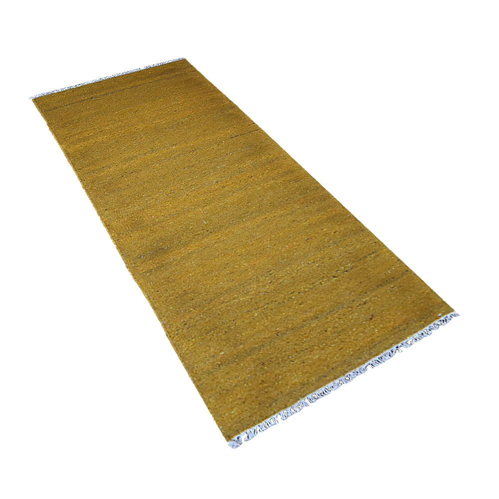 Hand Woven Flat Weave Skittles Kilim Cotton & Polyester Area Rug Solid Beige DCP111