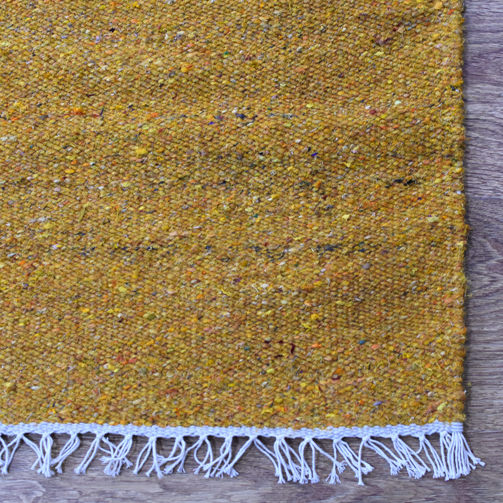 Hand Woven Flat Weave Skittles Kilim Cotton & Polyester Area Rug Solid Beige DCP111