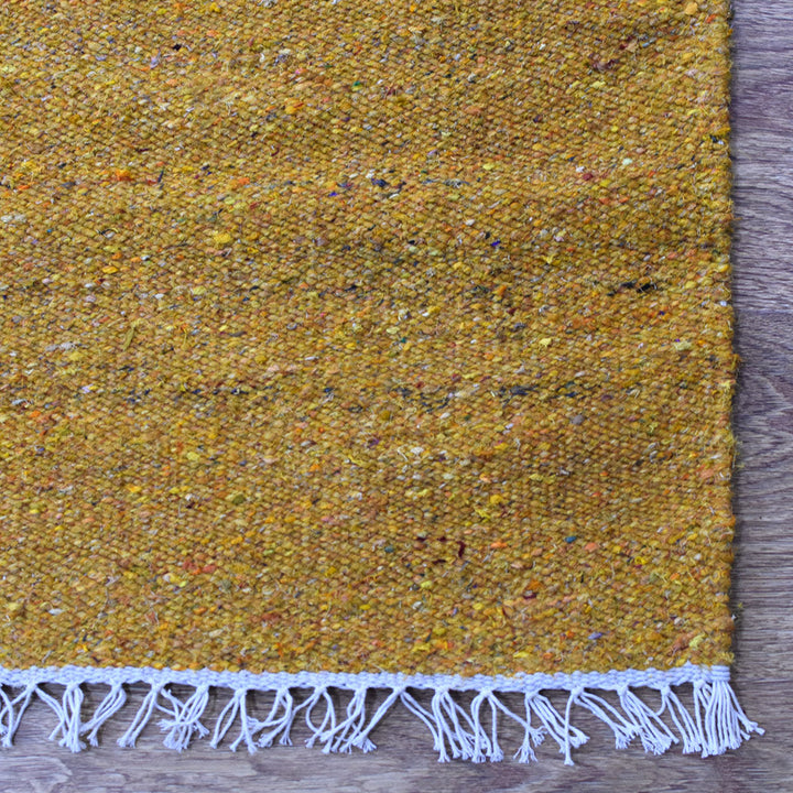 Hand Woven Flat Weave Skittles Kilim Cotton & Polyester Area Rug Solid Beige DCP111