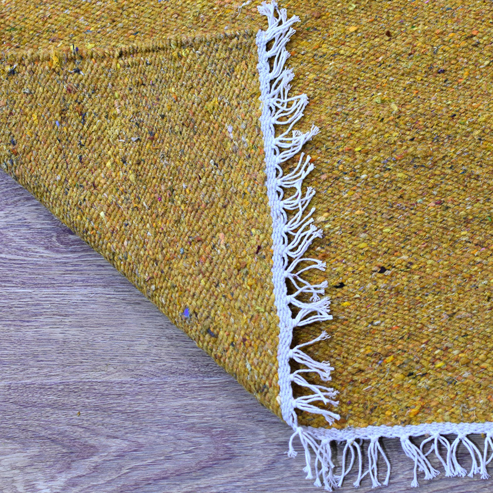 Hand Woven Flat Weave Skittles Kilim Cotton & Polyester Area Rug Solid Beige DCP111