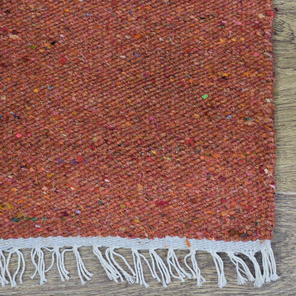 Hand Woven Flat Weave Skittles Kilim Cotton & Polyester Area Rug Solid Beige DCP111