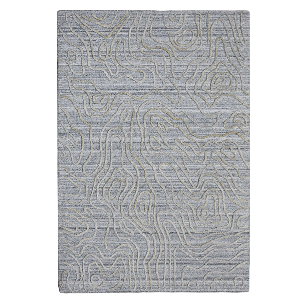 Hand Woven Overtufted Kilim Polypropylene Area Rug Abstract Silver DP0003