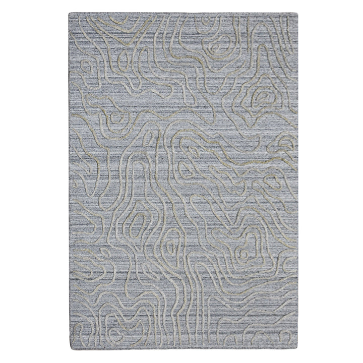 Hand Woven Overtufted Kilim Polypropylene Area Rug Abstract Silver DP0003