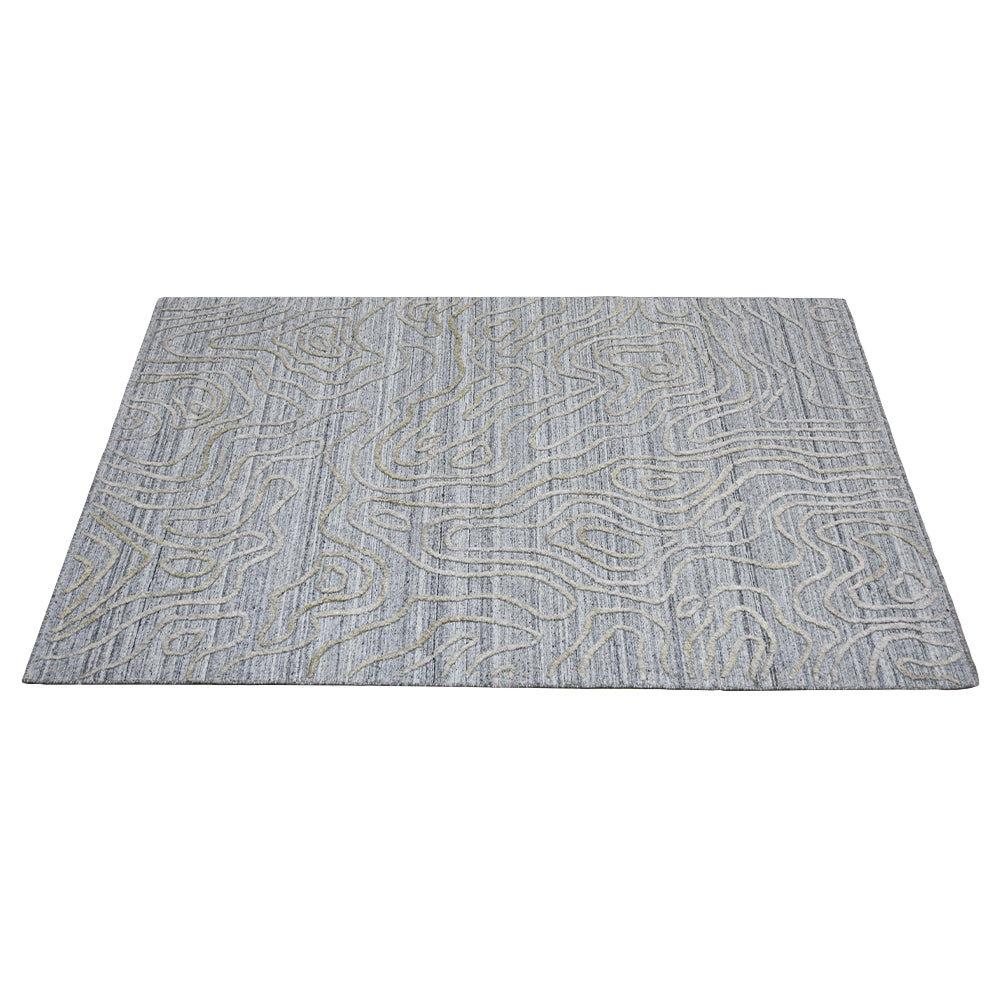 Hand Woven Overtufted Kilim Polypropylene Area Rug Abstract Silver DP0003