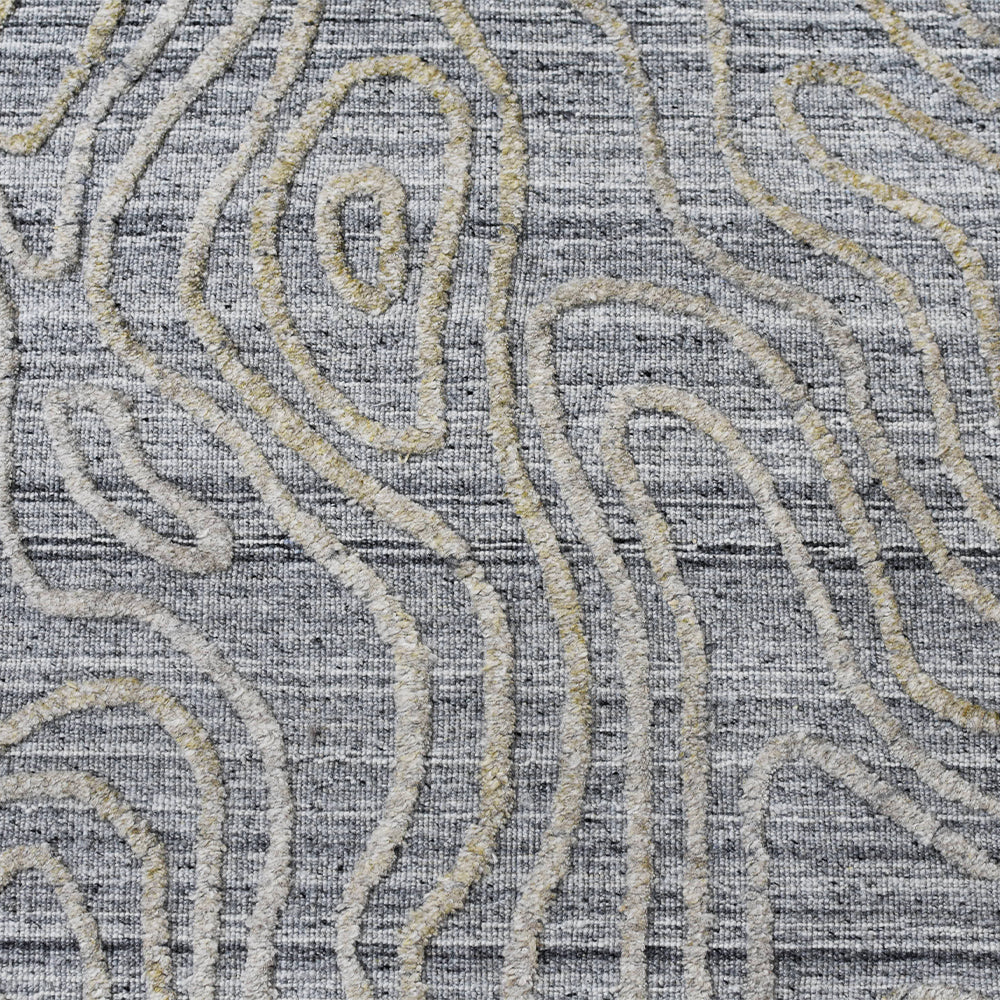 Hand Woven Overtufted Kilim Polypropylene Area Rug Abstract Silver DP0003