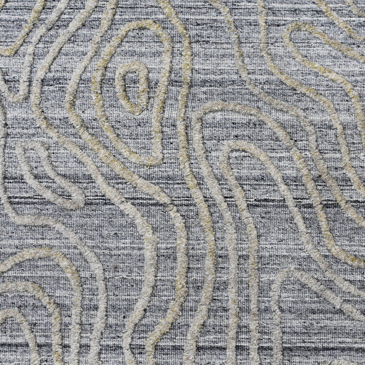 Hand Woven Overtufted Kilim Polypropylene Area Rug Abstract Silver DP0003