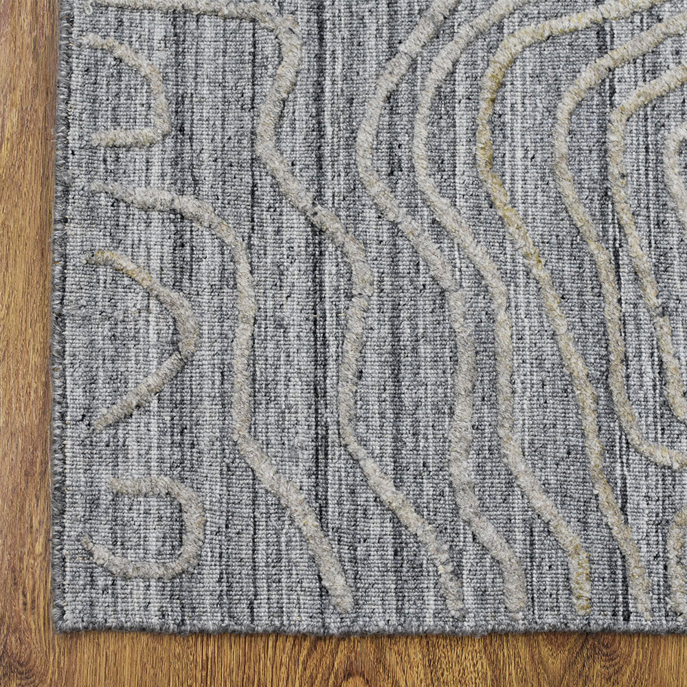 Hand Woven Overtufted Kilim Polypropylene Area Rug Abstract Silver DP0003