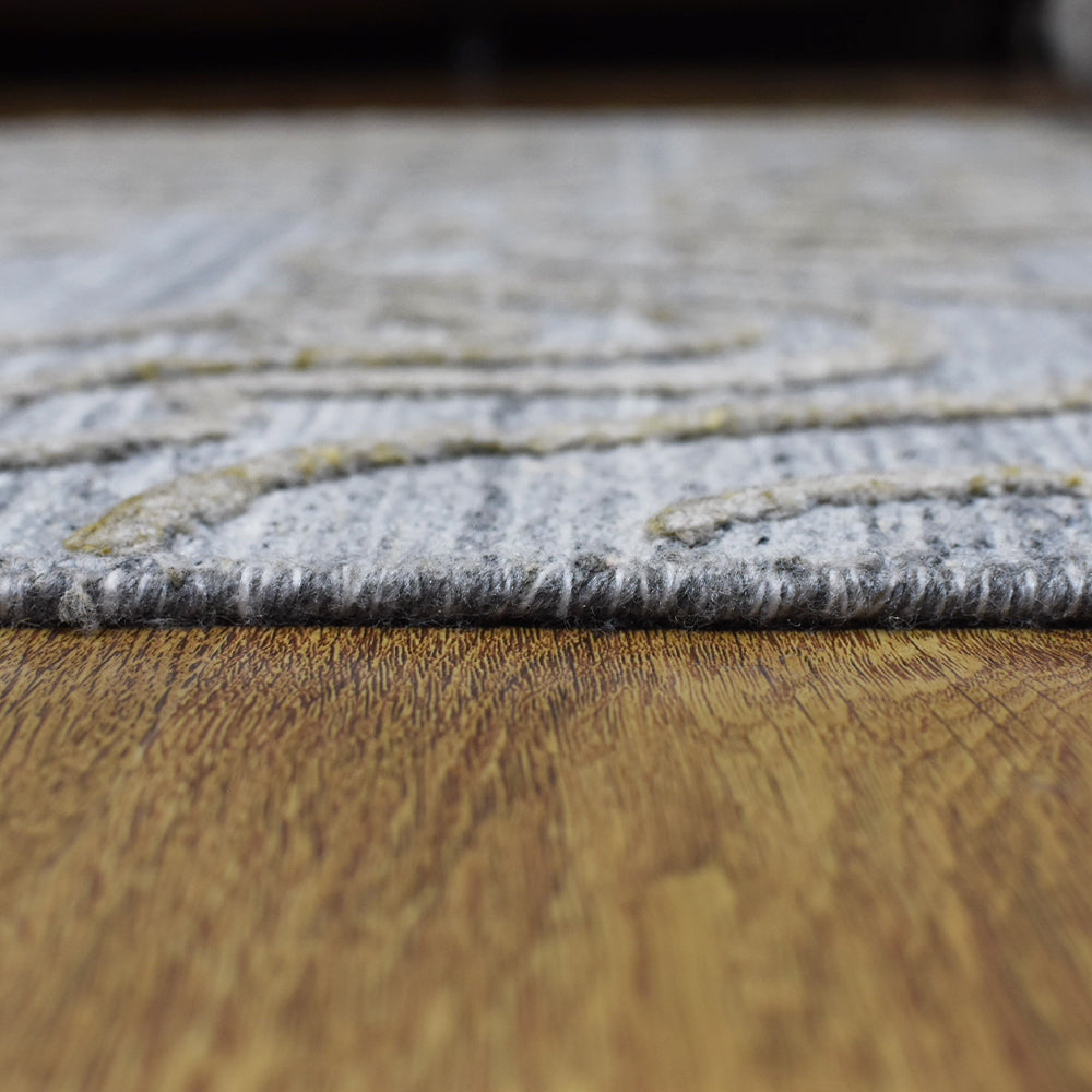 Hand Woven Overtufted Kilim Polypropylene Area Rug Abstract Silver DP0003