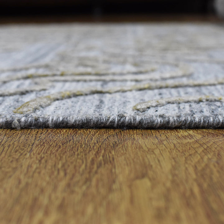 Hand Woven Overtufted Kilim Polypropylene Area Rug Abstract Silver DP0003