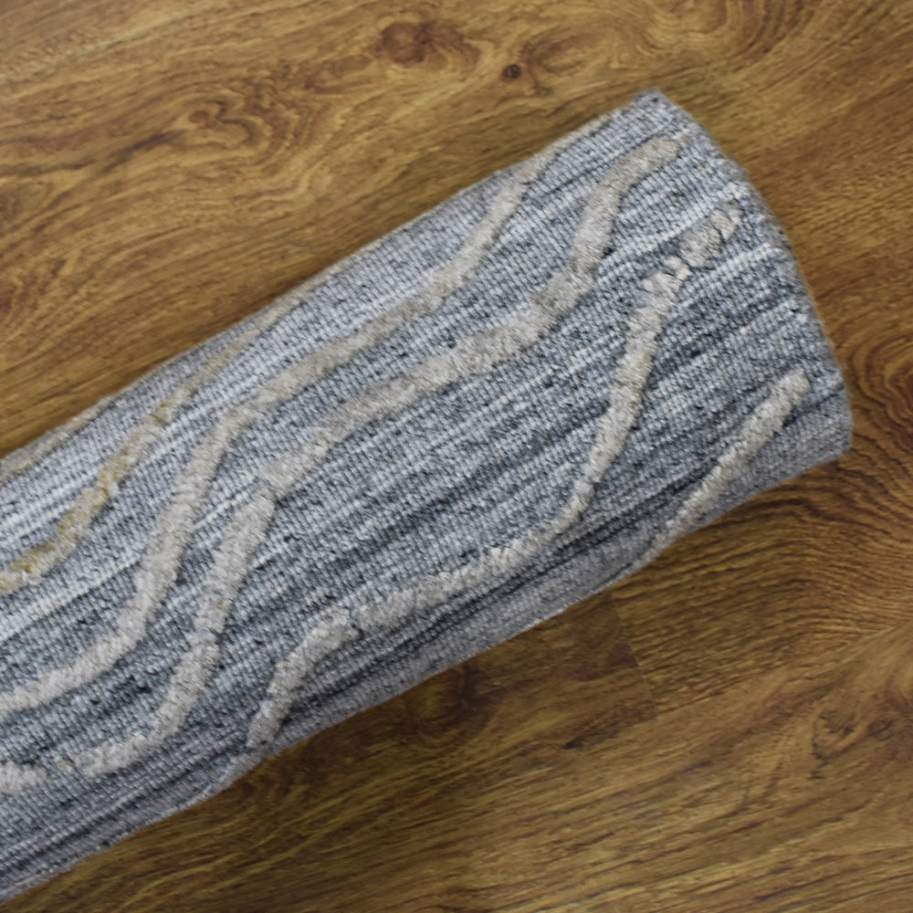 Hand Woven Overtufted Kilim Polypropylene Area Rug Abstract Silver DP0003
