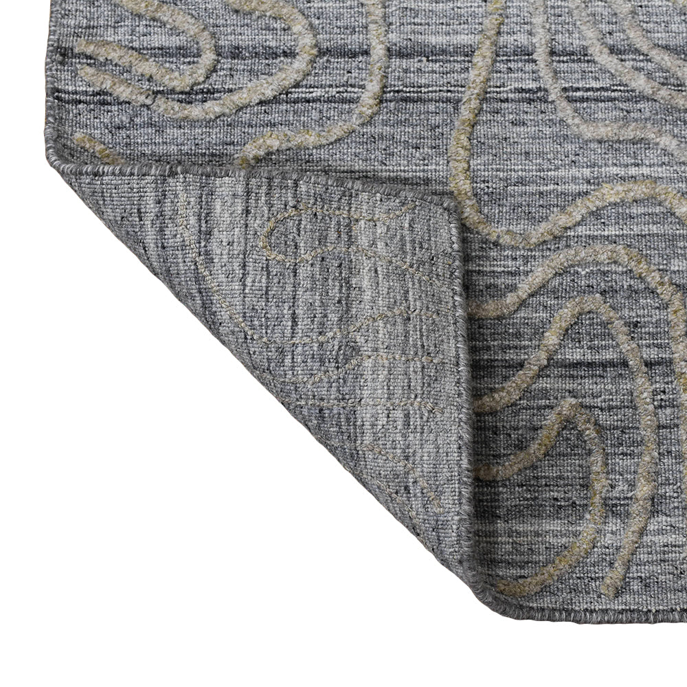 Hand Woven Overtufted Kilim Polypropylene Area Rug Abstract Silver DP0003