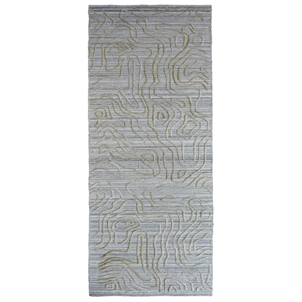Hand Woven Overtufted Kilim Polypropylene Area Rug Abstract Silver DP0003