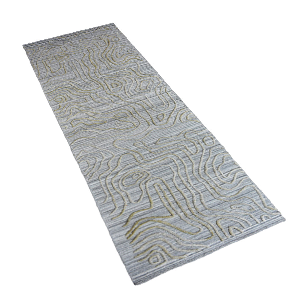 Hand Woven Overtufted Kilim Polypropylene Area Rug Abstract Silver DP0003