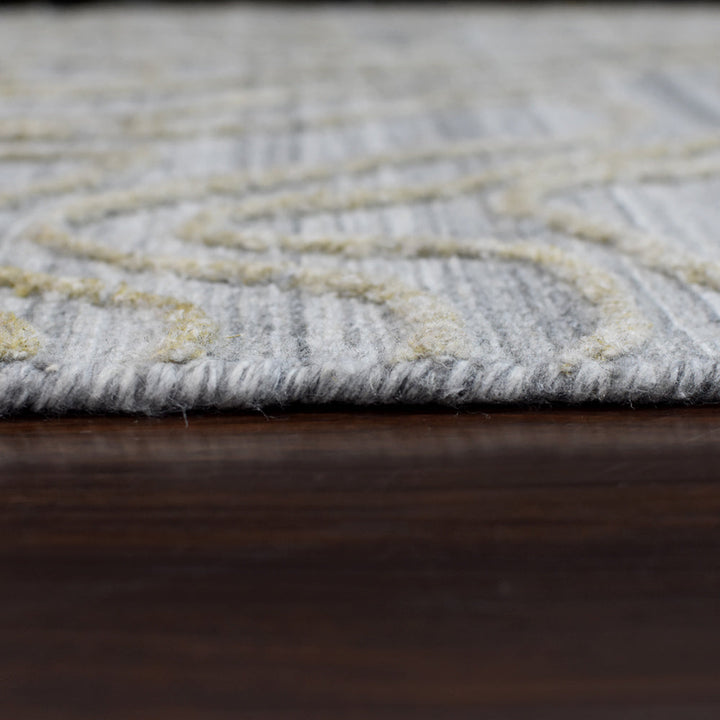 Hand Woven Overtufted Kilim Polypropylene Area Rug Abstract Silver DP0003