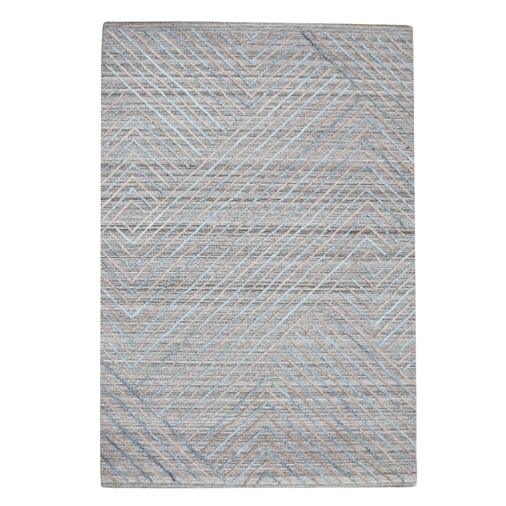 Hand Woven Overtufted Kilim Polypropylene Area Rug Contemporary Light Gray DP0004