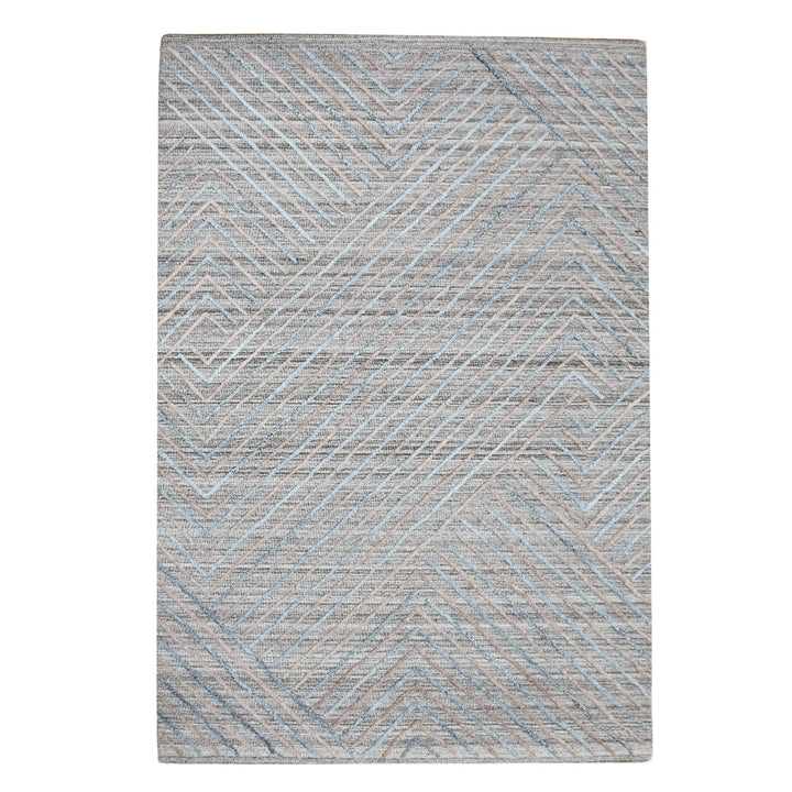 Hand Woven Overtufted Kilim Polypropylene Area Rug Contemporary Light Gray DP0004
