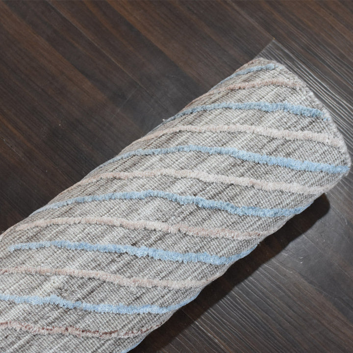 Hand Woven Overtufted Kilim Polypropylene Area Rug Contemporary Light Gray DP0004