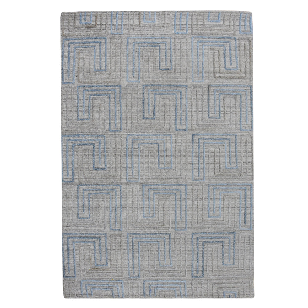 Hand Woven Overtufted Kilim Polypropylene Area Rug Geometric Ivory Multicolor DP0005