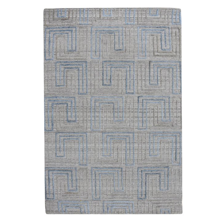Hand Woven Overtufted Kilim Polypropylene Area Rug Geometric Ivory Multicolor DP0005
