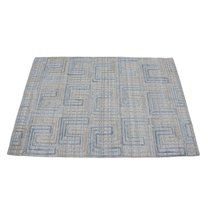 Hand Woven Overtufted Kilim Polypropylene Area Rug Geometric Ivory Multicolor DP0005
