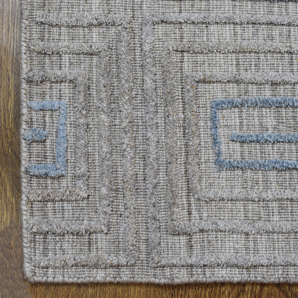 Hand Woven Overtufted Kilim Polypropylene Area Rug Geometric Ivory Multicolor DP0005