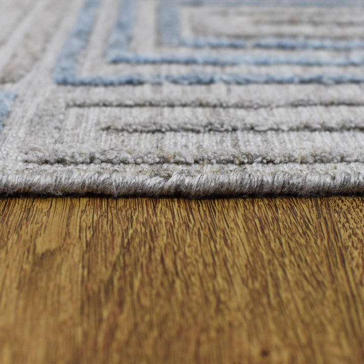 Hand Woven Overtufted Kilim Polypropylene Area Rug Geometric Ivory Multicolor DP0005