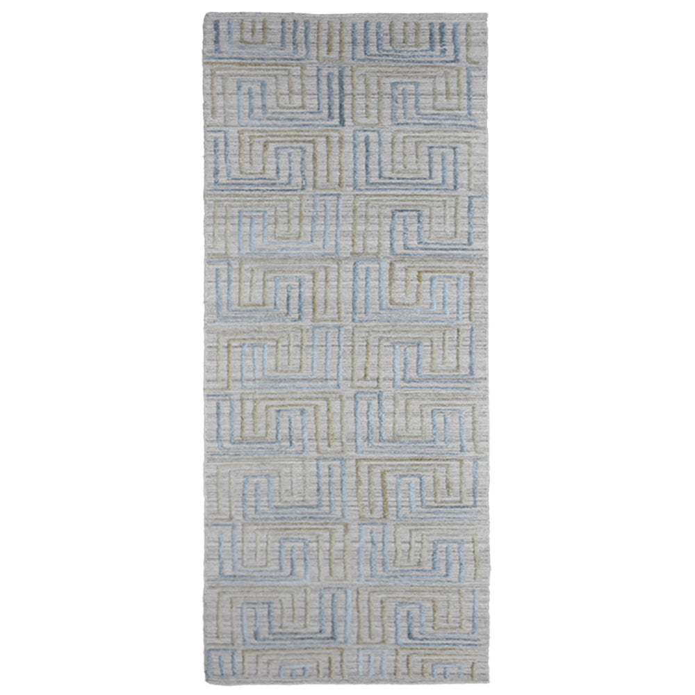 Hand Woven Overtufted Kilim Polypropylene Area Rug Geometric Ivory Multicolor DP0005