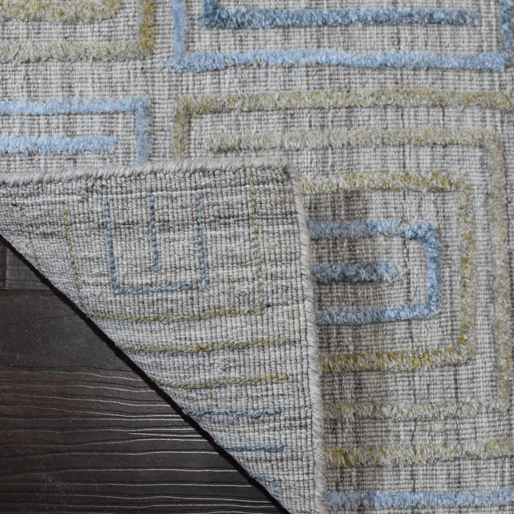 Hand Woven Overtufted Kilim Polypropylene Area Rug Geometric Ivory Multicolor DP0005