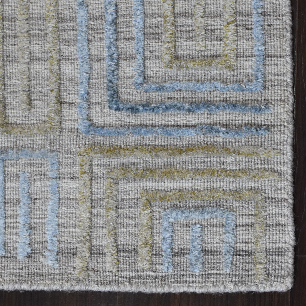 Hand Woven Overtufted Kilim Polypropylene Area Rug Geometric Ivory Multicolor DP0005