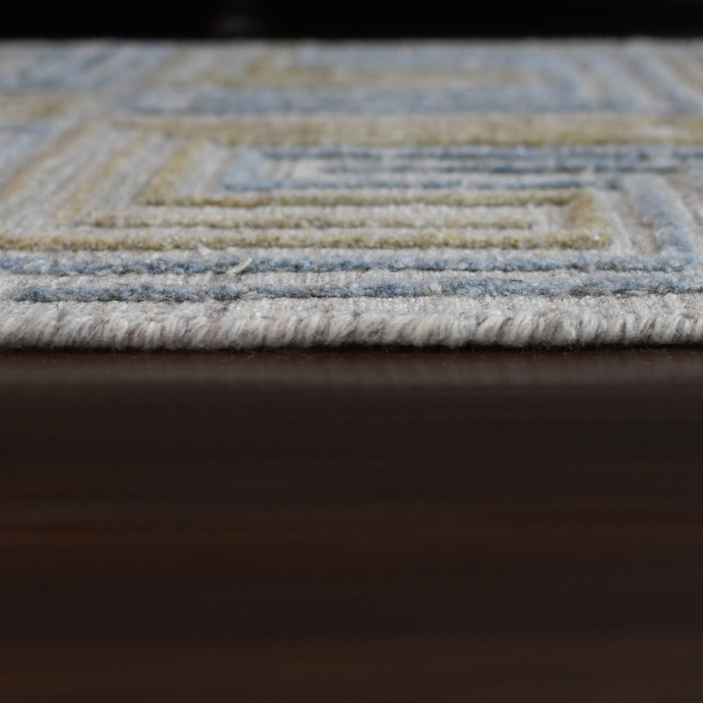 Hand Woven Overtufted Kilim Polypropylene Area Rug Geometric Ivory Multicolor DP0005