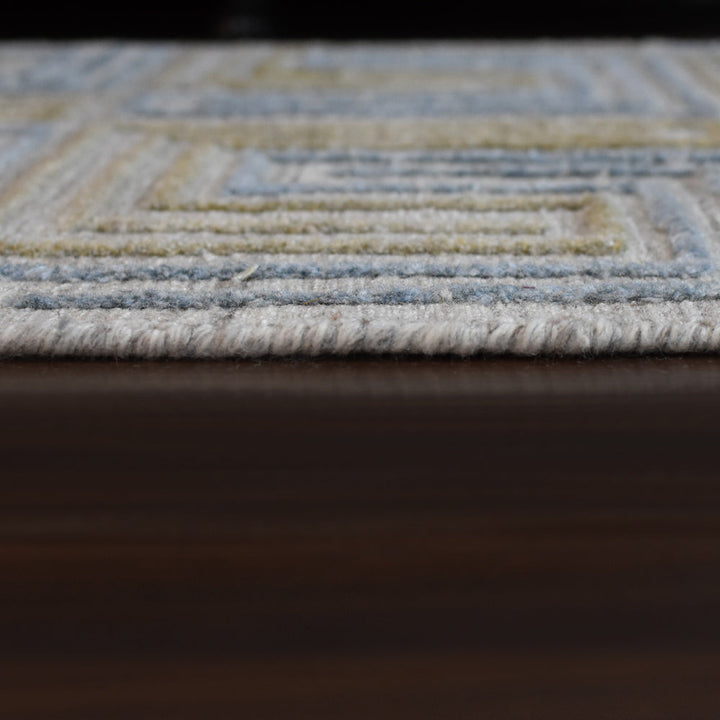 Hand Woven Overtufted Kilim Polypropylene Area Rug Geometric Ivory Multicolor DP0005