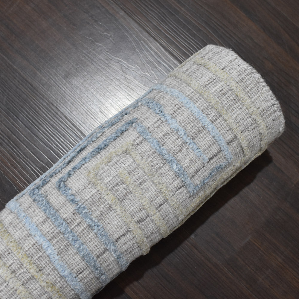 Hand Woven Overtufted Kilim Polypropylene Area Rug Geometric Ivory Multicolor DP0005